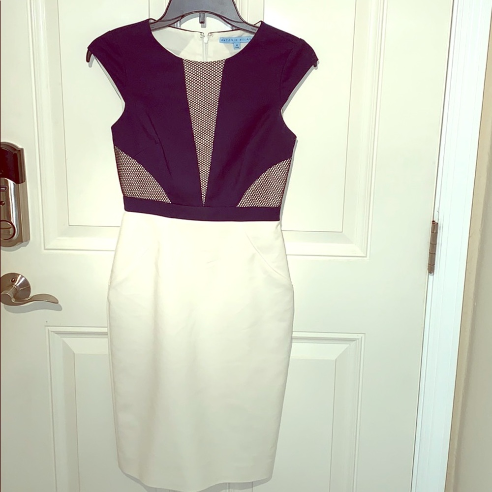 NAVY & CREAM DRESS BY ANTONIO MELANI SIZE 0